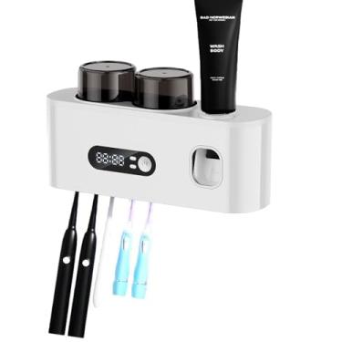 Imagem de Esterilizador de escova de dentes atualizado, suporte de escova de dentes para banheiro, ferramenta de limpeza de escova de dentes com dispensador de pasta de dente montado na parede Tipo-C