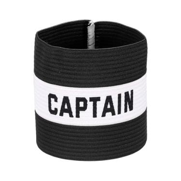 Imagem de YELARXI Braçadeira Capitão, Braçadeira de Capitão de Futebol Elásticas Ajustáveis Braçadeiras Líder Team Sport Rugby Player Band 13 x 8,6 cm e Preto/Branco Ajuste para (Treinamento de Futebol/Basquete
