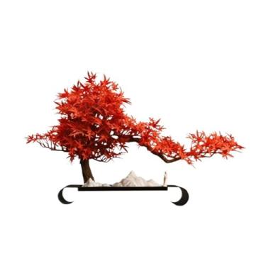 Imagem de Plantas falsas, árvore de bonsai artificial, decoração de bordo vermelho falso para casa, mesa, escritório, quarto, sala de estar