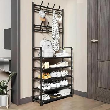 Imagem de Arara Sapateira Organizadora 4/5 Andares, Cabideiro Multiuso para Sapato Tênis Roupa, Suporte para Quarto Armários