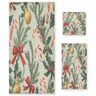 Imagem de xigua Conjunto de toalhas de banheiro doces de Natal absorvente macio 3 peças toalha de banho toalha de mão toalhas decorativas para banheiro, academia, hotel, praia, piscina