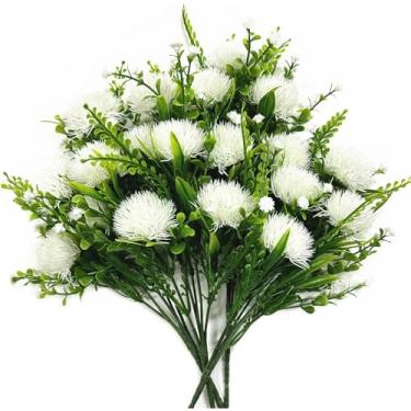 Imagem de Enfeites de flores de dente-de-leão brancas falsas com bola simulada, planta artificial, vegetação sintética, decoração interna, jardim, exterior, festa de casamento, vaso de Natal, enchimento faça