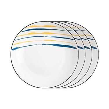 Imagem de 3FLQOOPP Pratos de jantar criativos conjuntos de pratos de jantar 2/4/6 peças conjunto de louça de cozinha pratos de jantar redondos de cerâmica - pratos de jantar seguros para micro-ondas, forno e