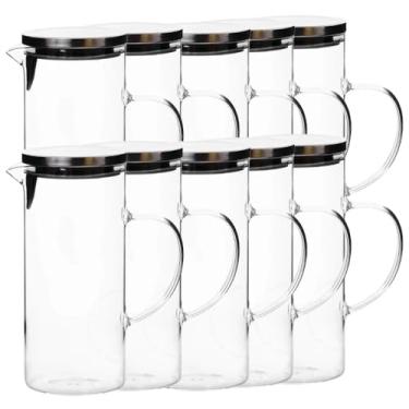 Imagem de Genérico, Kit 10 Jarra de Vidro Transparente com Tampa Inox Hermética 1,5 Litros Suco Água Drinks Cozinha