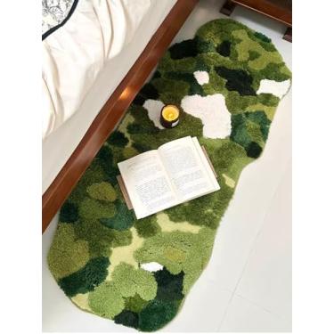 Imagem de Apioiqa Tapete de banho fofo de musgo, tapete de banheiro 3D para área verde, antiderrapante absorvente de água, tapete tufado para chuveiro, pia, quarto, decoração de acessórios de casa (51 cm x 119