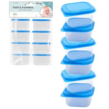 Imagem de Kit Porta Papinha Azul Com 8 Peças - Western Baby
