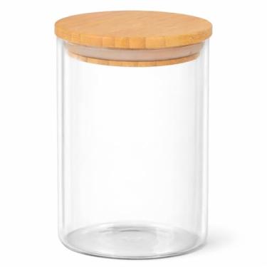 Imagem de Pote de Vidro com Tampa de Bambu, Recipiente Hermético para Armazenamento, Cozinha Organizador, Design Transparente