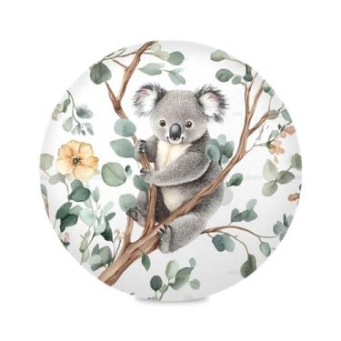 Imagem de STAYTOP Jogo americano redondo de coala, 6 peças, tapetes de mesa para feriados, antiderrapante, fácil de limpar, para decoração de mesa de festa e churrasco