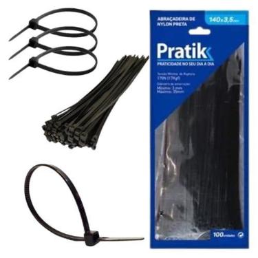 Imagem de Abraçadeiras Nylon Preto 100U Enforca Gato Branco 140X3,5Mm