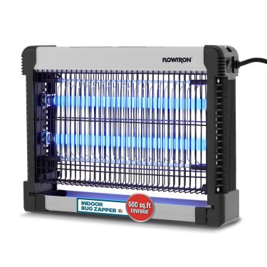 Imagem de Flowtron Mata-insetos internos: exterminador de insetos elétrico de 3000 V e armadilha de mosquitos - Cobertura de 500 pés quadrados - Zapper de moscas com luz UV dupla de 16 W para cozinha, quarto