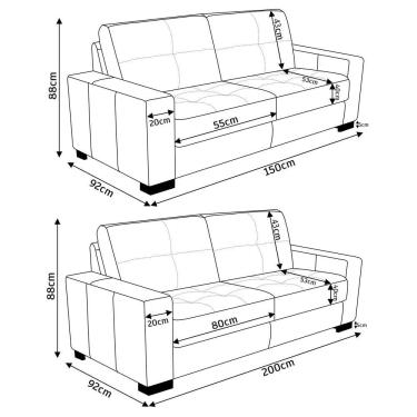 Imagem de Jogo de Sofá 2 e 3 Lugares Sala de Estar Milão Couro Preto - Gran Belo