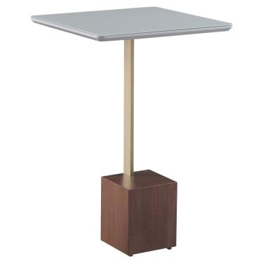 Imagem de Mesa Lateral Para Sala de Estar Goagil 40x40 Tampo Off White Base Amêndoa Metal Dourado - Gran Belo