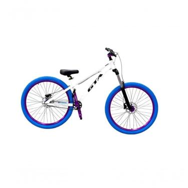 Imagem de Bicicleta 26 Gta Gravity Cor Branco Freeride Single Cubo K7 Barulhento Freio Hidráulico Garfo C/trava Pneu Flame Azul