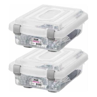Imagem de Kit 2 Caixa Organizadora Multiuso Baixa Rígida 1L Transparente - Sanre