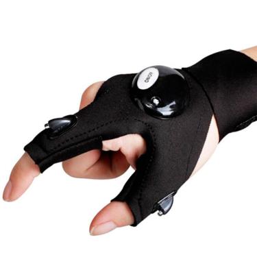 Imagem de Luva Com Led Luvas Com Lanterna Luzes 2 Dedos Para Pesca Ler Eletricista-Unissex