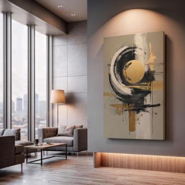 Imagem de Quadros Decorativos Lua Abstrata 40x60 Moderno Luxo Sala Quarto Escrit