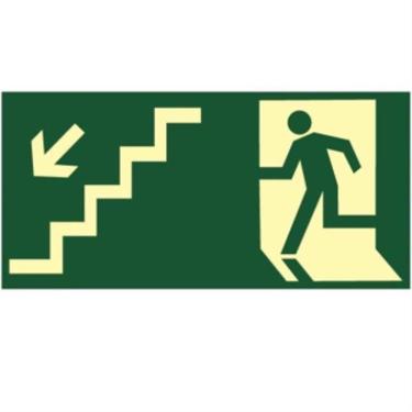 Imagem de Placa de Pvc Fotoluminescente Autoadesiva 15x30 Desca A Escada A Esquerda 315 Ag Sinalize Placa