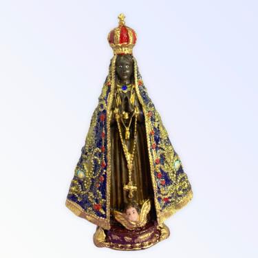 Imagem de Imagem Nossa Senhora Aparecida Manto Bordado 16 cm Resina