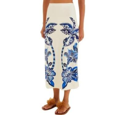 Imagem de Saia Midi Reta Farm Rio Coqueiro Tropical-Feminino