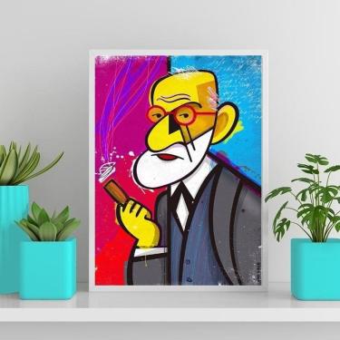 Imagem de Quadro Decorativo Caricatura Freud 33X24Cm - Vidro Branca