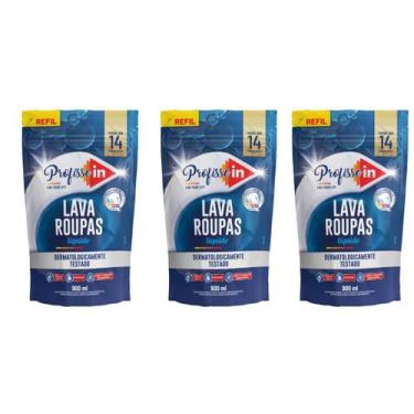 Imagem de Kit com 3 Lava-Roupas líquido Profisse IN 900ml Blue Essence - Tablet 
