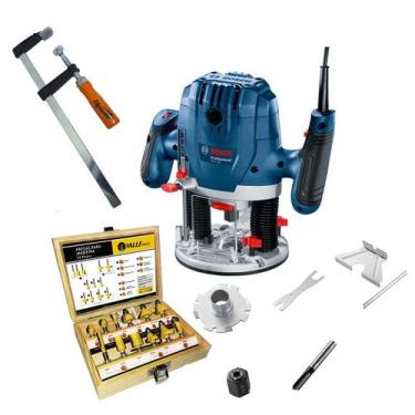 Imagem de Tupia Coluna GOF 130 Bosch 1300W Profiss + Jogo 12 fresas + grampo sar