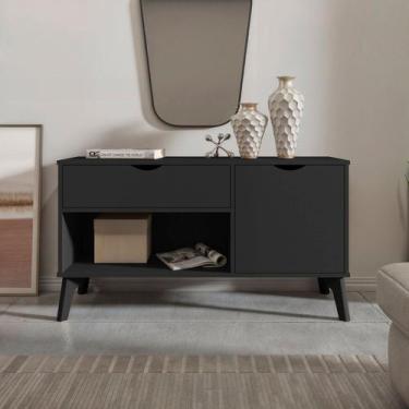 Imagem de Buffet Aparador Multiuso e London 1 Gaveta 1 Porta com Vidro 108cm Pés