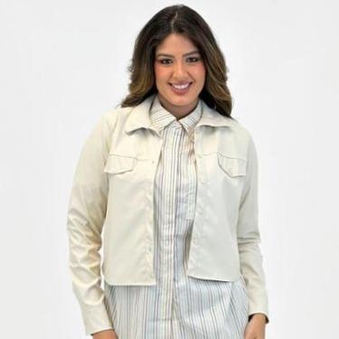 Imagem de Camisa Cativa Cropped Manga Longa em P.u Feminina-Feminino