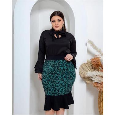 Imagem de Saia Feminino Com Babado Modelador Midi Comportada Branca Novidade Par