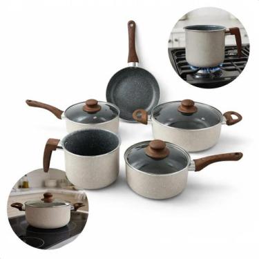 Imagem de Conjunto De Panelas Com Indução 5 Peças Revestimento Cerâmico Antiader