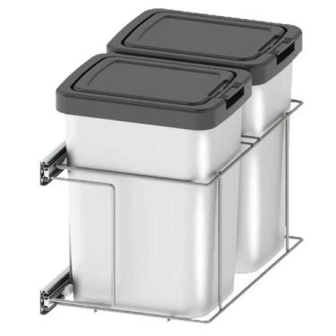 Imagem de Lixeira Dupla para Cozinha Suprema Corrediça Deslizante Lateral 9 litr