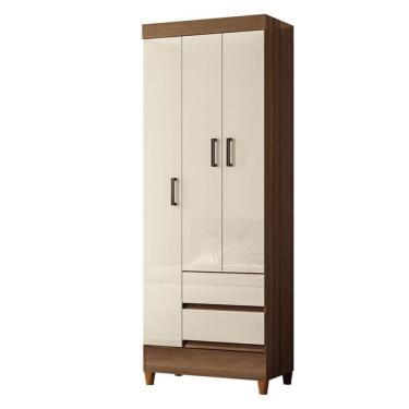 Imagem de Guarda Roupa Solteiro 3 Portas com Pés Fit Jequitibá Off White Acetinado - Santos Andirá