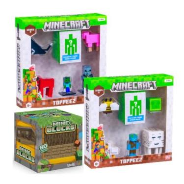 Imagem de Kit 80 Blocos Magnéticos e 6 Bonecos Minecraft Sortido - Multikids
