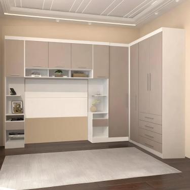 Imagem de Guarda Roupa Queen Modulado Cp09 Taiga Branco/Cinnamon L01 - Mpozenato