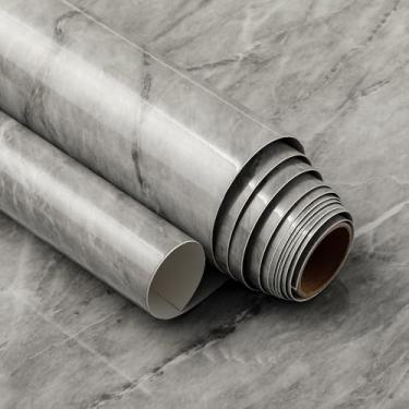 Imagem de Very Berry Sticker Papel de contato mármore (cinza escuro, 99 cm x 299 cm, 1 pacote) Papel de parede premium para bancada, vaidades de banheiro e armários, adequado para locatários, vinil à prova