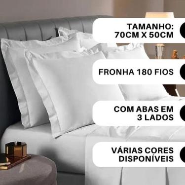 Imagem de 2 Fronhas Com Abas em 3 lados 70cm x 50cm Percal 180 Fios - Bem Me Que