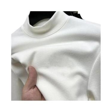 Imagem de Camiseta masculina fina e quente, outono e inverno, manga comprida, go