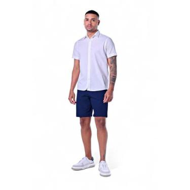 Imagem de Camisa Masculina Manga Curta Algodão - Rabbithos, G, Branco