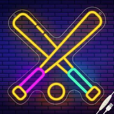 Imagem de Letreiro de néon de beisebol Wootfairy 35x35cm, luz regulável USB