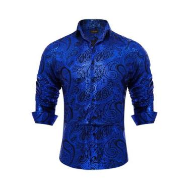 Imagem de Camisa Social Masculina Slim Fit De Manga Longa Com Estampa Paisley Lu