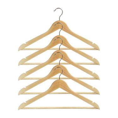 Imagem de Kit 50 Unidades Cabide De Madeira Gancho 360º Adulto Verniz - Mixtou