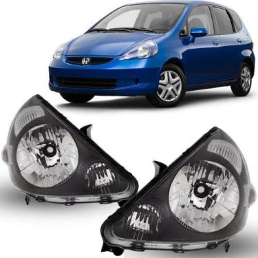 Imagem de Par farol honda fit 2003 2004 2005 2006 2007 mascara negra - BBS