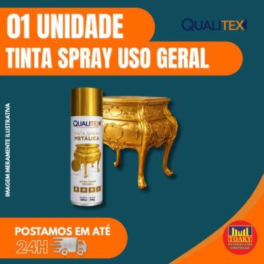 Imagem de Kit 3 Tinta Spray Metálica Qualitex Dourado Alta Cobertura Secagem Ráp