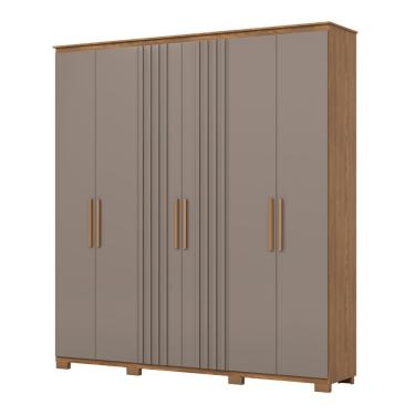 Imagem de Guarda Roupa Casal ávila 6 Portas 4 Gavetas Com Pés Ripados D333 Nature Avelã - Henn