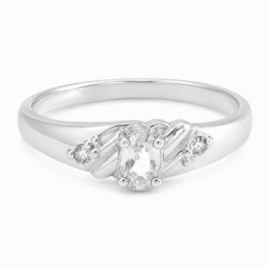 Imagem de Anel de Formatura em Prata 925 com Zirconia Oval Branca - Justino Riba