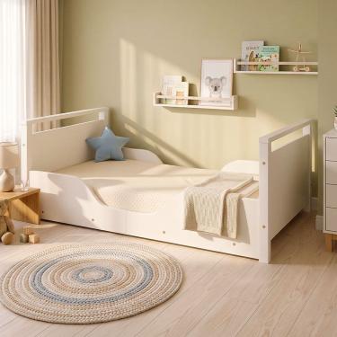 Imagem de Mini Cama Montessoriana Infantil com Pés de Madeira com Colchão Ortobom para Quarto - B...