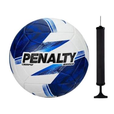 Imagem de Kit Bola Campo Penalty Bravo XXVI + Bomba de Ar - Branco e Azul Único-Unissex