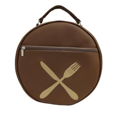 Imagem de Bolsa Porta Pratos Personalizado Talheres Marrom - Coutre Bolsas