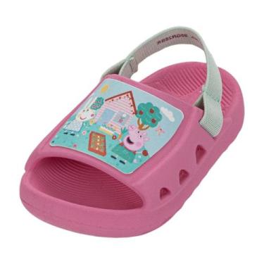 Imagem de Chinelo Elástico Infantil Menina Slide Macio Peppa Pig Wavy, Rosa, Ros