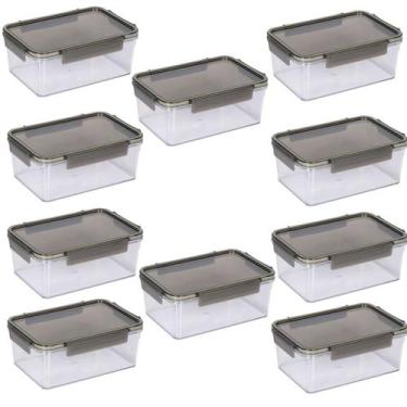 Imagem de Kit 10 Pote Organizador de Alimentos Hermético 1,6L C/ Tampa - Mor